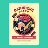 Free vector summer hand drawn flat summer bbq poster or flyer