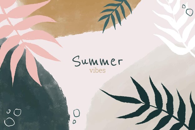 Summer hand painted style abstract leaves background design