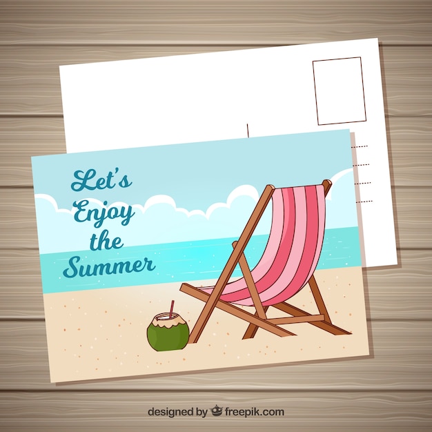 Summer holiday postcard with beach view