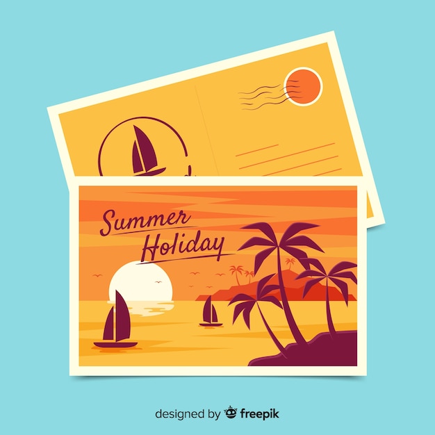 Free Vector summer holiday postcard