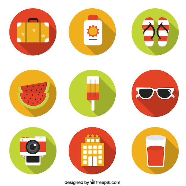 Summer holidays icons