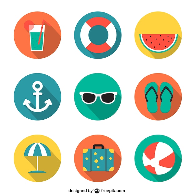 Summer icons in colorful style