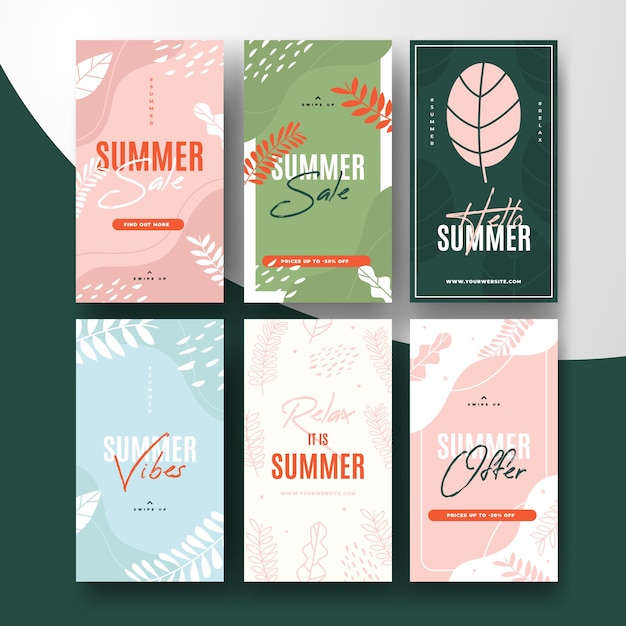 Free Vector summer instagram story set