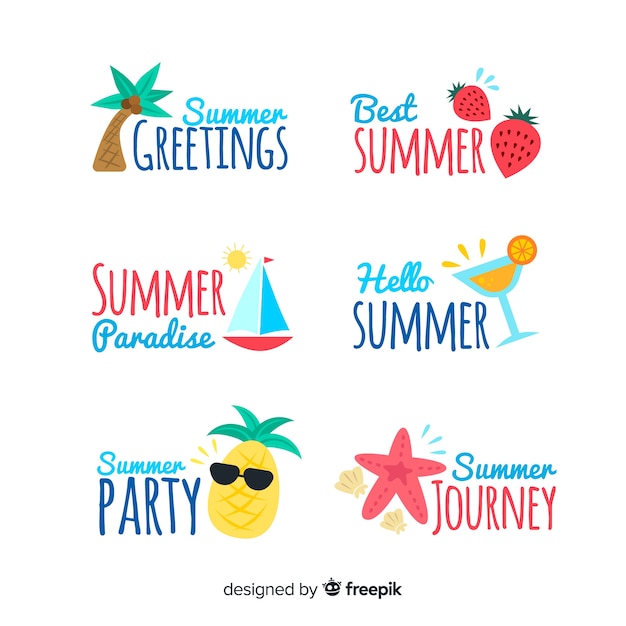 Free vector summer label collectio