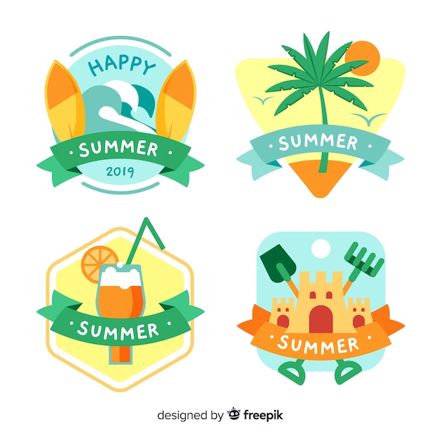 Free Vector summer label collection