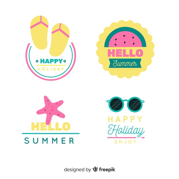 Free Vector summer label collection