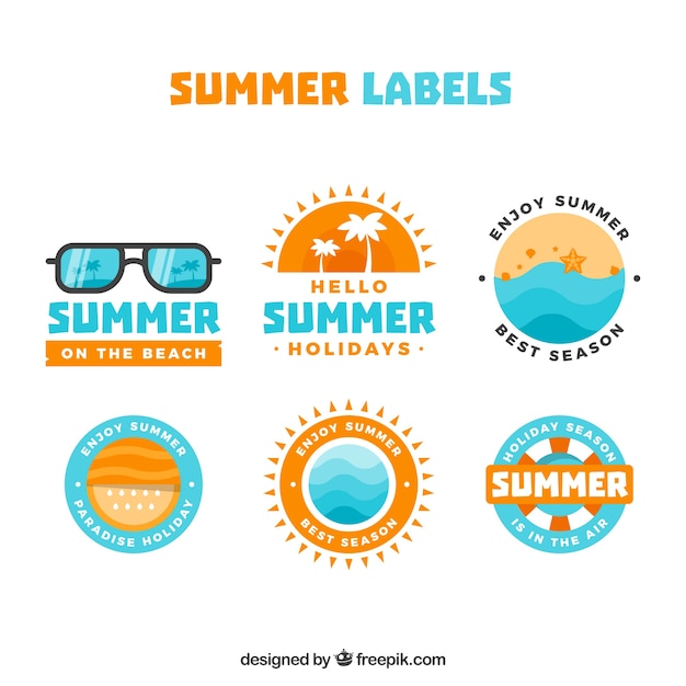 Summer labels collection in flat style