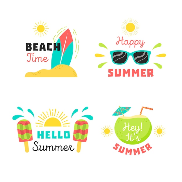 Summer labels in flat design