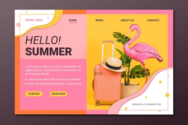 Summer landing page style with photo