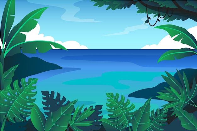 Free Vector summer landscape background for zoom