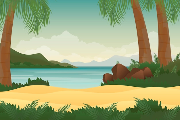 Free Vector summer landscape background for zoom