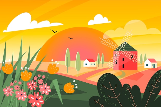 Free Vector summer landscape background for zoom