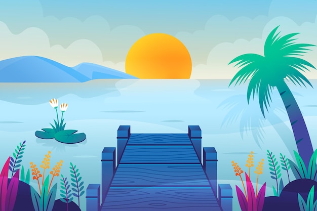 Free Vector summer landscape background for zoom