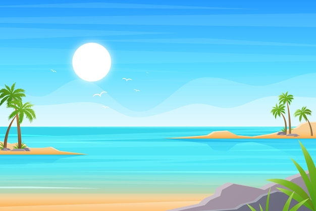 Free vector summer landscape background for zoom