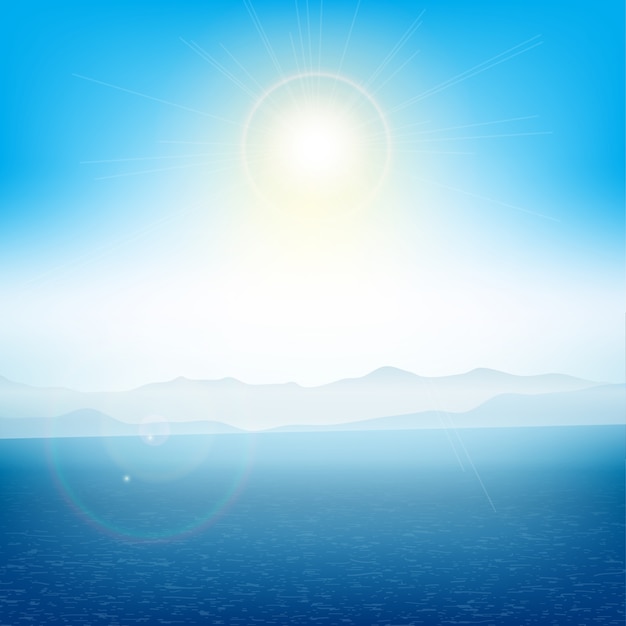 Free Vector summer landscape with islands in the distance and ocean