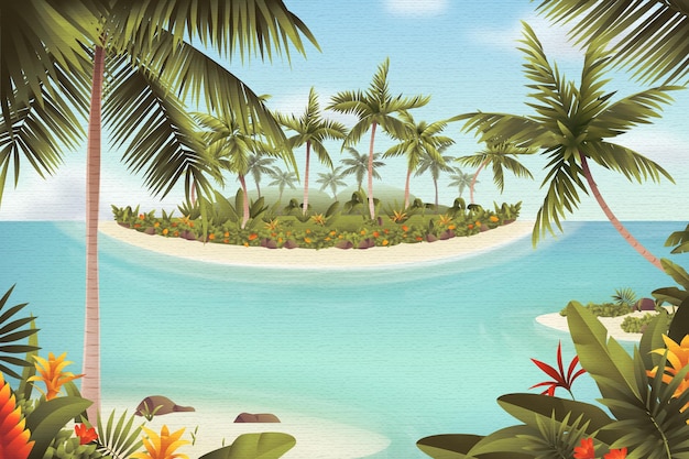 Free Vector summer landscape zoom background with sea