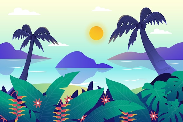 Free Vector summer landscape for zoom wallpaper