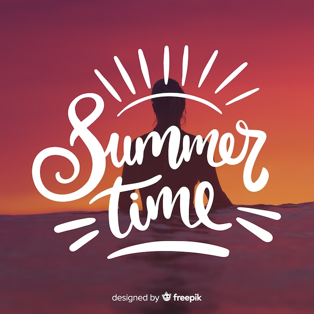 Summer lettering background with image