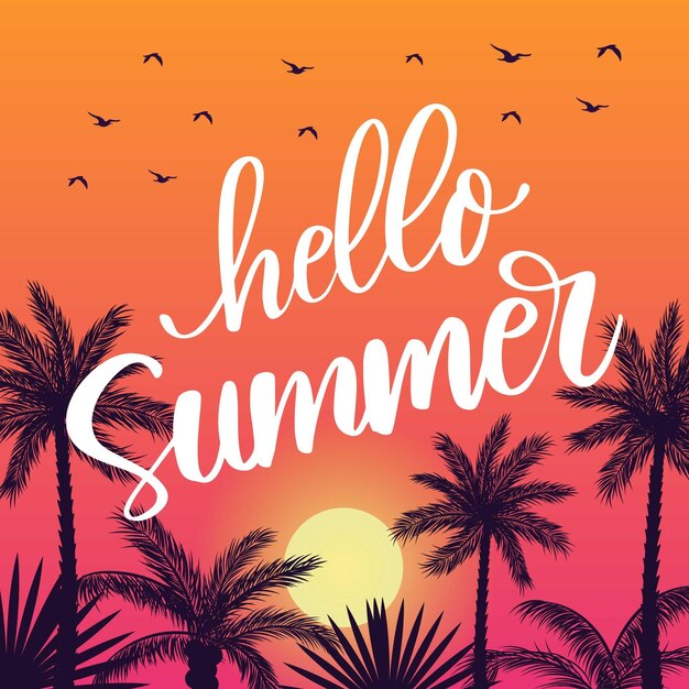 Summer lettering design sunset