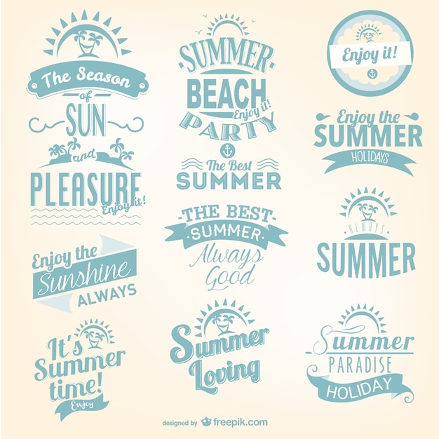 Free Vector summer lettering set