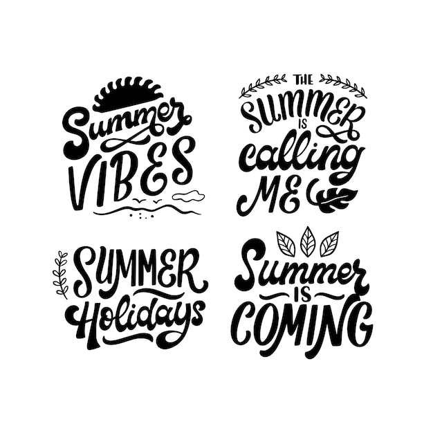 Free Vector summer lettering sticker set