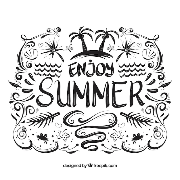 Free Vector summer lettering with black ink