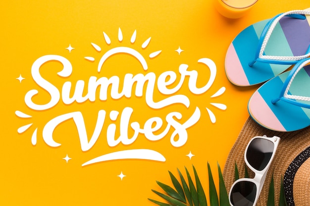 Free Vector summer lettering with photo