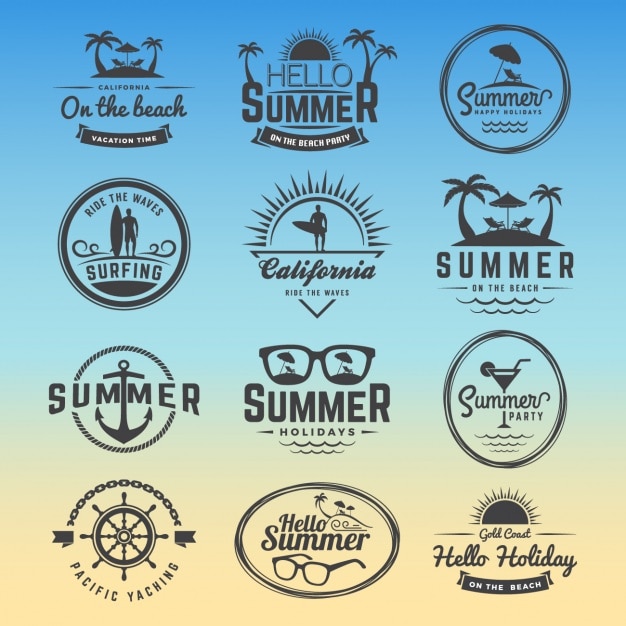 Free vector summer logos collection