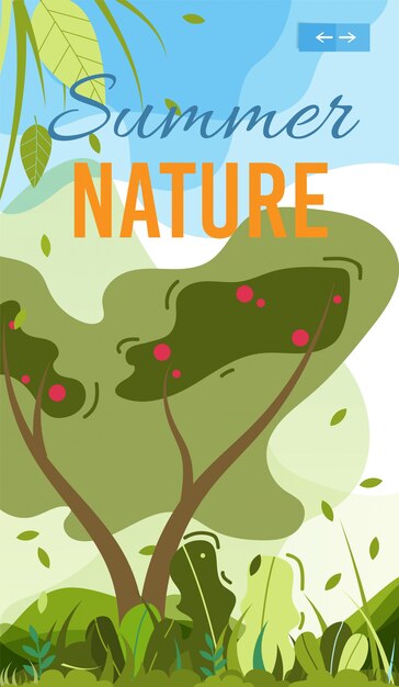 Summer Nature Mobile Cover or Poster Template. 