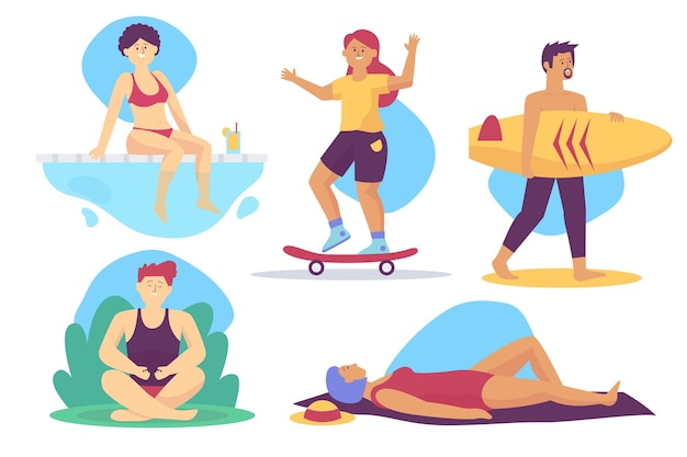 Free Vector summer outdoor activities