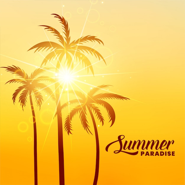 Free Vector summer paradise holidays background with sunshine