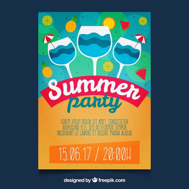 Summer party brochure with cocktails