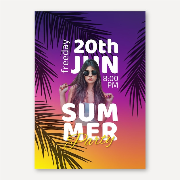 Summer party flyer template with photo