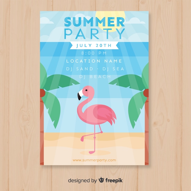 Free vector summer party flyer template