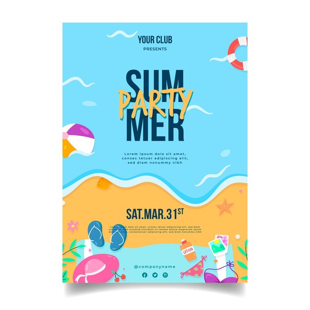 Summer party flyer template