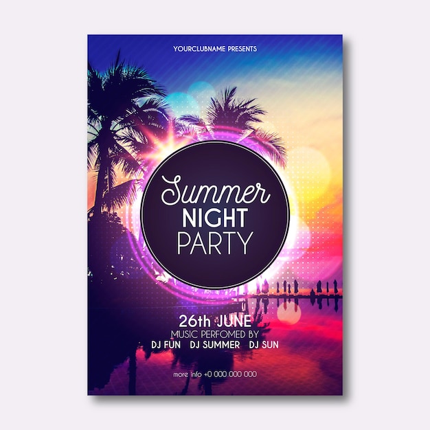 Free Vector summer party flyer template