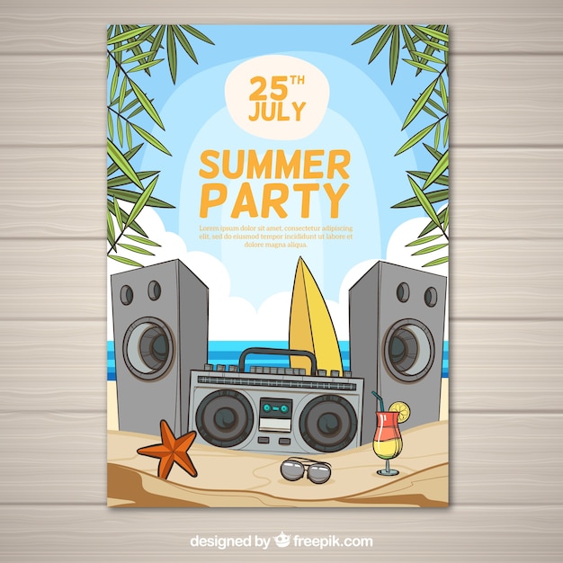 Summer party flyer with beach view