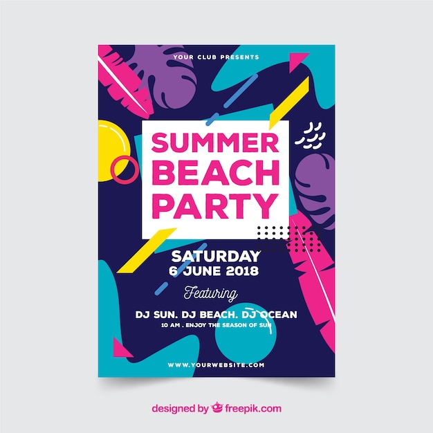 Summer party flyer with tropical elements