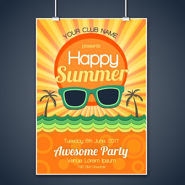 Free vector summer party poster design