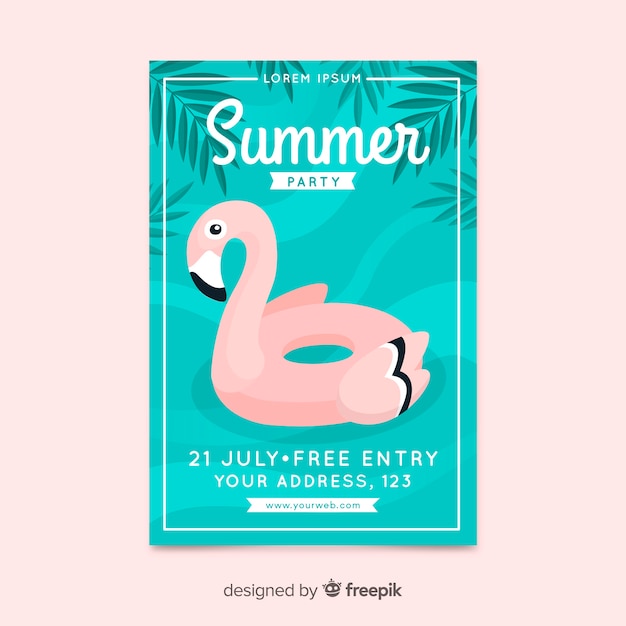 Free vector summer party poster flat design