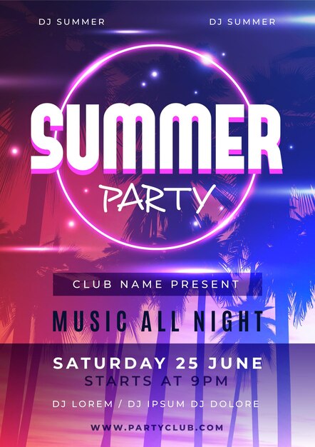 Summer party poster template with photo