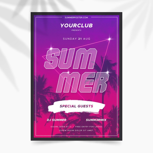 Summer party poster template with photo