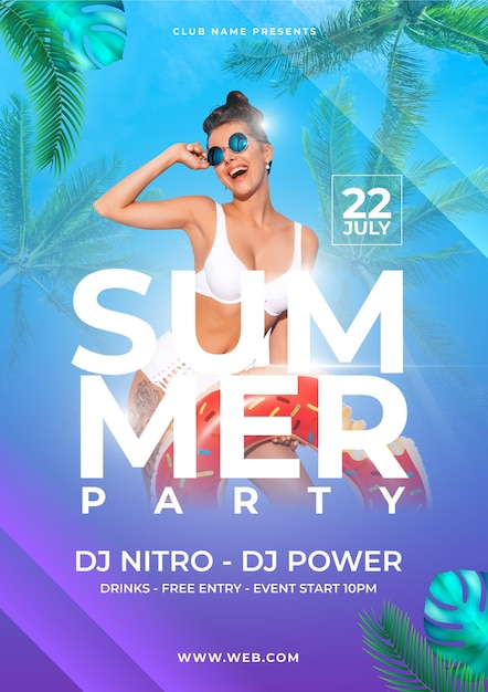 Free Vector summer party poster template