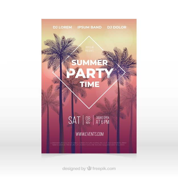 Free Vector summer party poster 