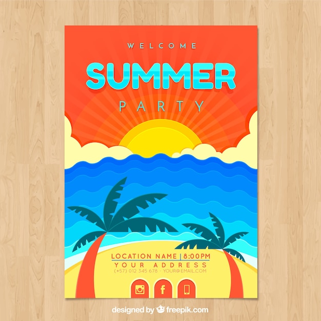 Free Vector summer party poster 