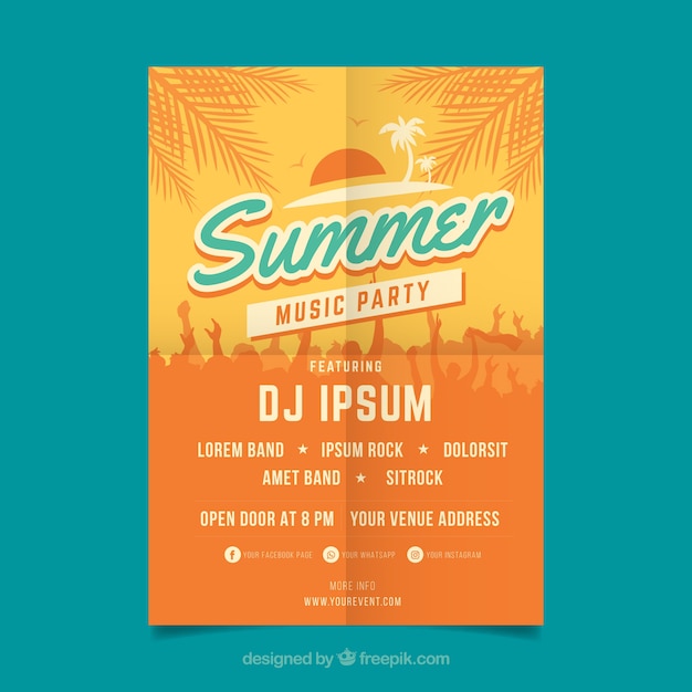 Free Vector summer party poster 