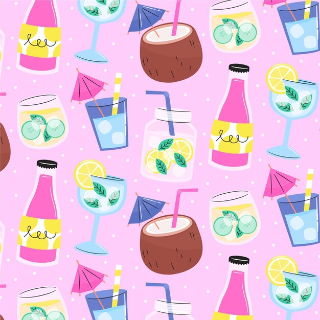 Summer pattern with drinks