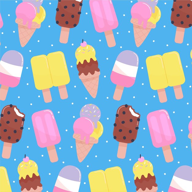 Summer pattern with ice cream