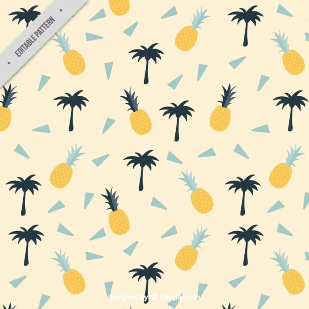 Free Vector summer pattern with palm trees and pineapples