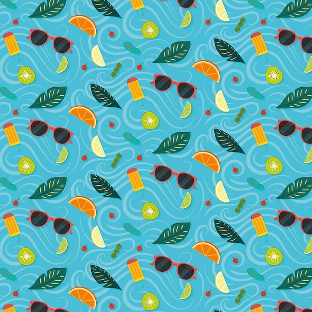 Free Vector summer pattern with sunglasses